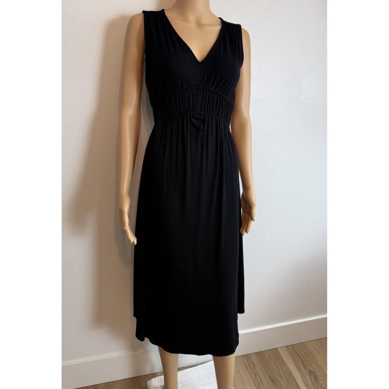 Joie Black Soft Luxe Drapey Pleated Empire Waist Midi Dress Size XS Minimalist image 3