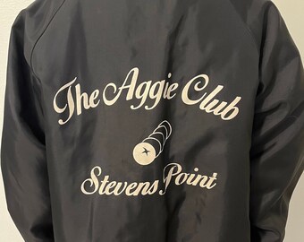 Hartwell-70s/80s Vintage, Black, Nylon, Pappy/Aggie Club/Bowling Jacket. Size-L