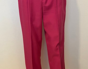 Lady Manhattan vintage des années 60/70, rose néon, plissée, États-Unis, pantalon de costume. Taille-12