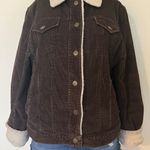 Marvin Richards-70s shops Vintage, Brown, Corduroy/Sherpa, Button Up, Jacket. Size-M/M