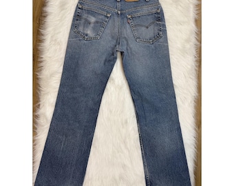 W32 L30 Levis 517 Bootcut Vintage Dark Faded Blue 517s Made in 90s