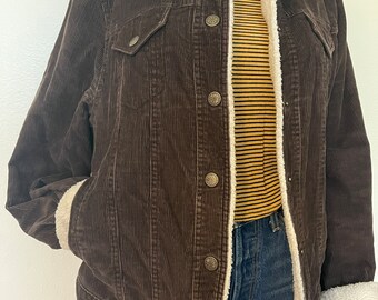 black corduroy sherpa jacket womens