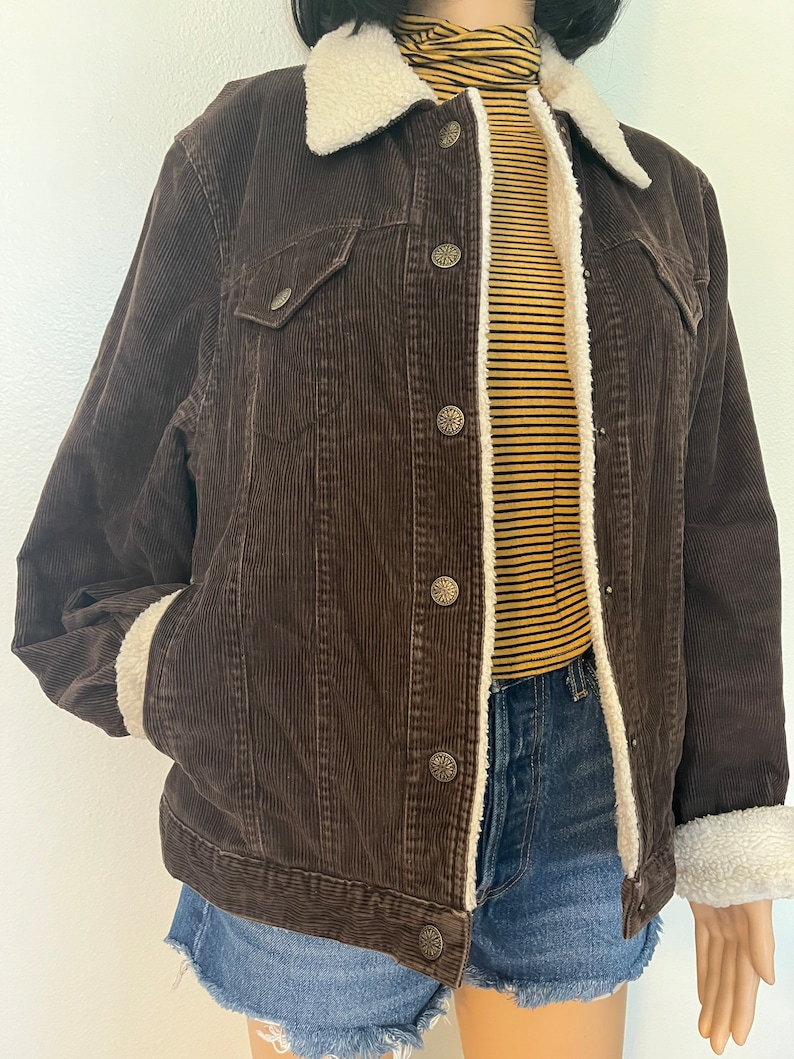 Marvin Richards-70s shops Vintage, Brown, Corduroy/Sherpa, Button Up, Jacket. Size-M/M