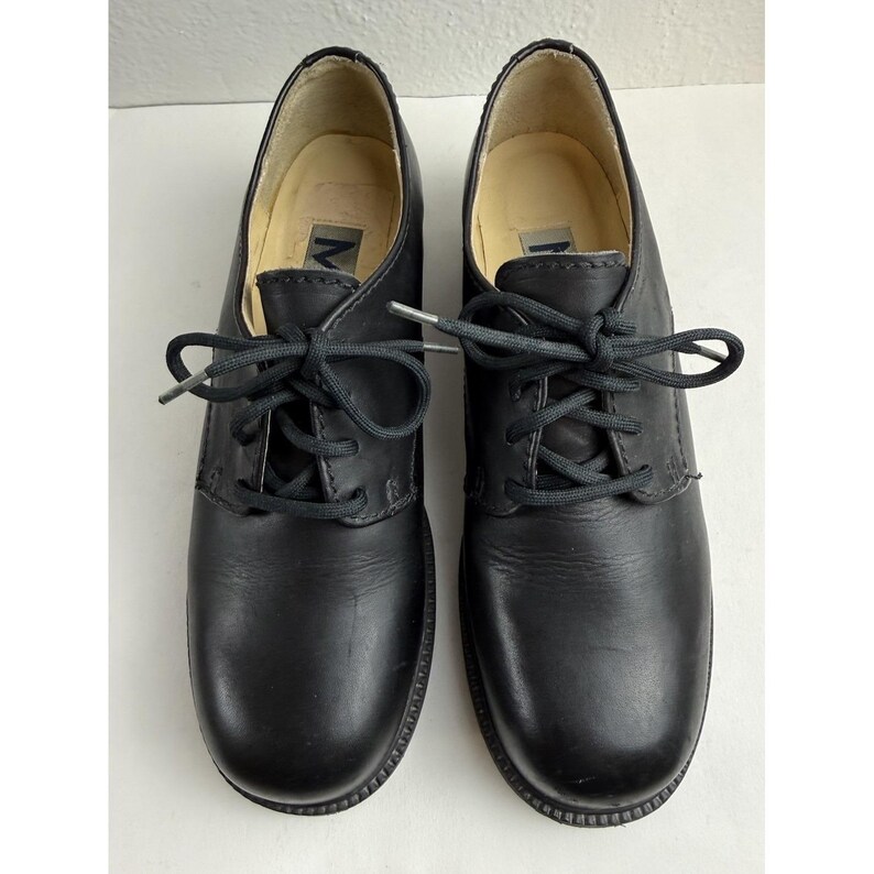 MIA 90s Vtg Black Leather Oxford Platform Chunky Heel Shoes Sz 7 Grunge ...