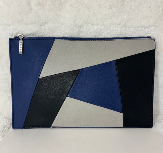 Carlos by Carlos Santana blue black grey Large Faux Leather Clutch Bag Etsy UK