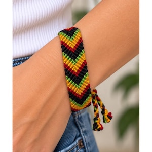 Rasta Unisex Vävt Vänskapsarmband Röd Gul Grön Svart Justerbar Jamaica