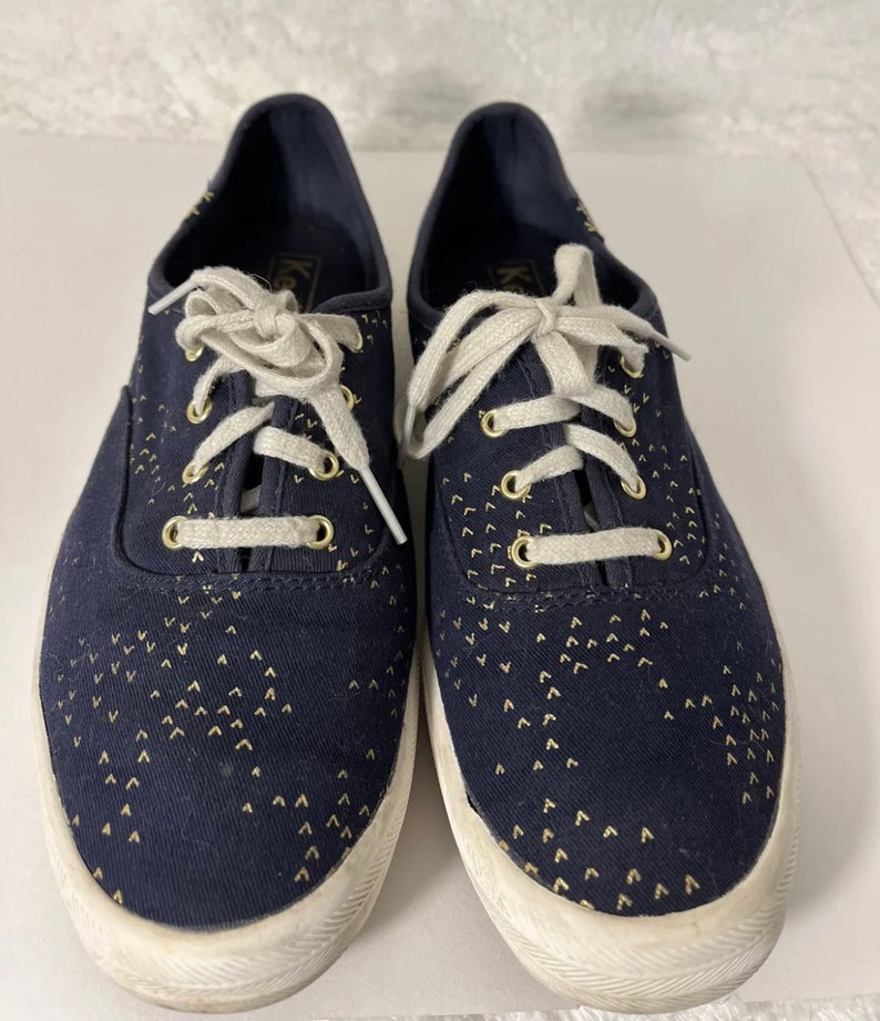 Keds Ortholite-90s Vintage, Navy/Gold, Canvas, Lace Up Shoes. Size-8 image 3