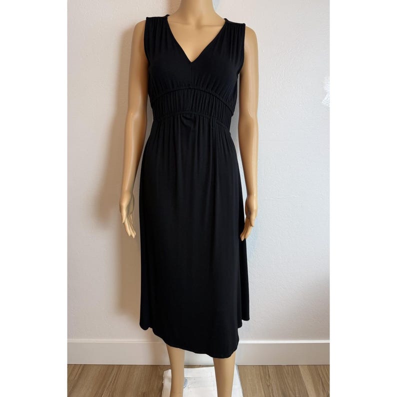 Joie Black Soft Luxe Drapey Pleated Empire Waist Midi Dress Size XS Minimalist image 2