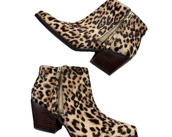 Sam Edelman Walden enkellaars kalfshaar met luipaardprint 6 rockabilly western boho