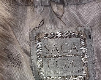 Saga Fox-70's/80's Vintage, Fox Tail Collar, Blue Fox Fur, Coat