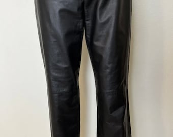 Nine West-80’s/90’s Vintage, Black, Leather, Straight Leg, Dress Pants. Size-4