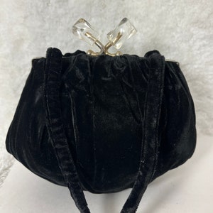 30’s/40’s Vintage-Black, Crush Velvet, Kiss Snap, Formal, Handbag/Coin Purse