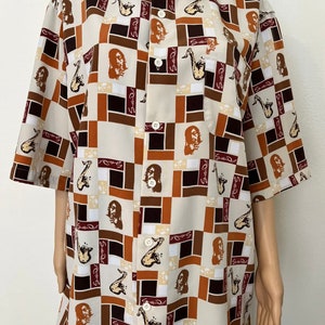 South Pole-Men’s, 90’s Vintage, Cream, Jazz Miles, Button Up, 100% Polyester, Shirt. Size-M