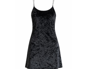 Victoria Secret Black Crush Velvet Dress Size S Whimsy Goth Witchy Grunge Goth