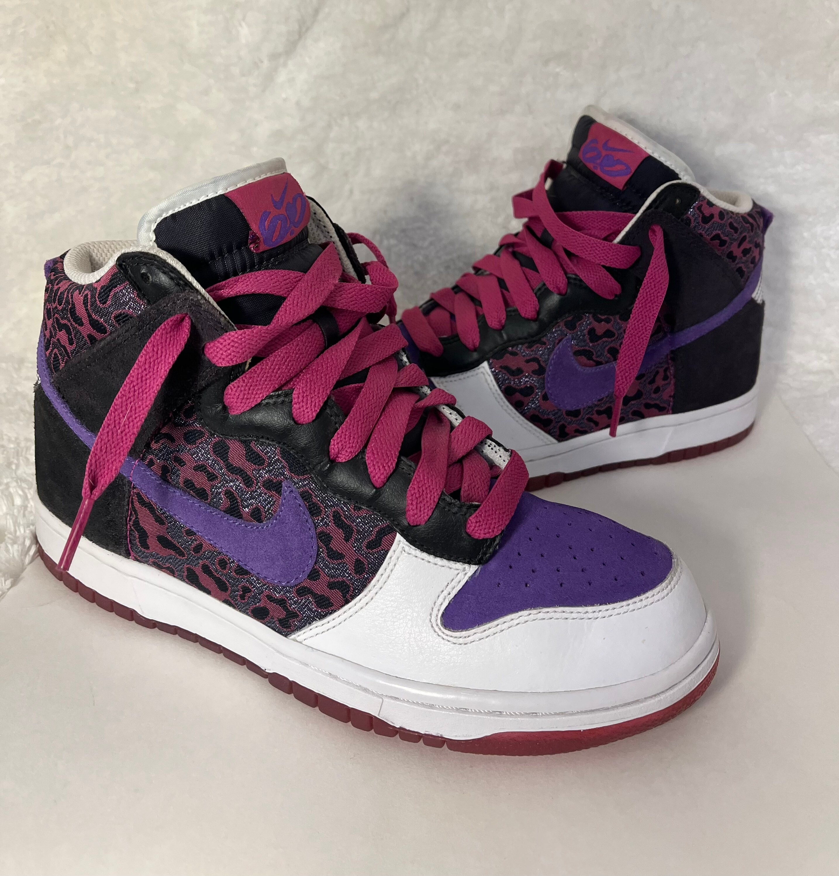 Nike Dunk-vintage, High 6.0, Womens, Purple/white/pink, Leopard