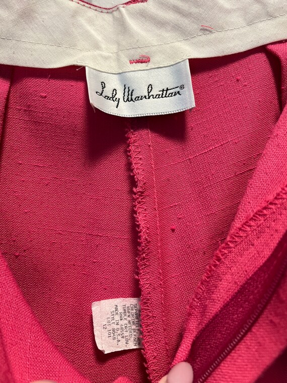 Lady Manhattan-60’s/70 Vintage, Neon Pink, Pleate… - image 9