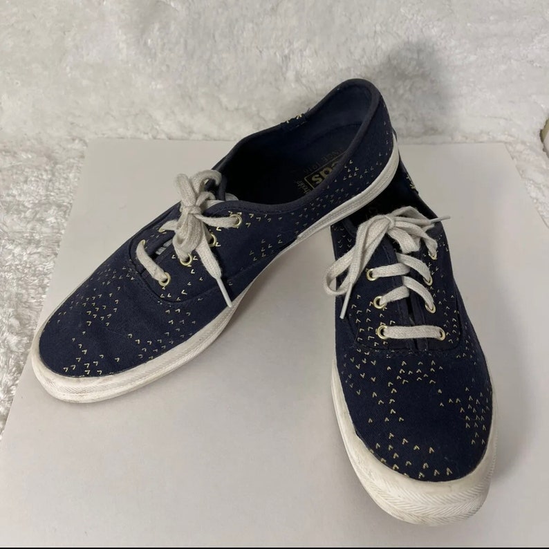 Keds Ortholite-90s Vintage, Navy/Gold, Canvas, Lace Up Shoes. Size-8 image 5