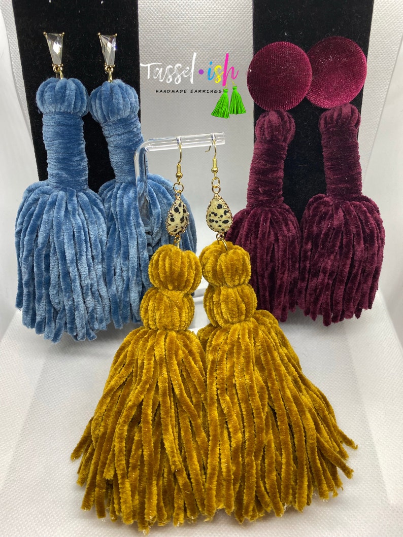 Velvet Button Tassels Etsy