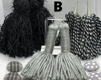 Gray Tassel Earrings