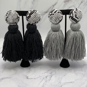 Leather Snake Print Button tassels