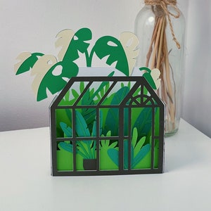 Zimmerpflanzengewächshaus 3D-Karte | Handgefertigte Pop-Up-Dschungel-Geburtstagskarte | Pflanzenliebhaber | Personalisiertes Dankeschön | Grußkarten für jeden Anlass