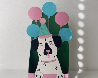 Niedliche Hund Pop-Up Geburtstagskarte | Handmade 3D Hund Geburtstagsgeschenk | Perfekt für Hundeliebhaber | Alle Anlässe Grüße Karte