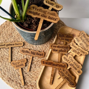 Lustige Pflanzenstecker Pflanzenmarkierer Garten Dekor Zimmerpflanzen Zubehör Pflanzenmarkierer aus Holz Einweihungsparty Geschenk Lehrer Pflanze Geschenk Bild 2