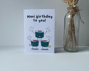 Maki-Geburtstagskarte für Sie, Sushi-Grußkarte, Geburtstagskarte, Freundschaftskarte, Sushi-Liebhaber