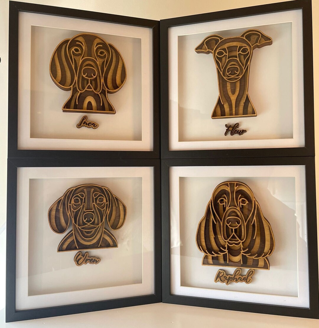 Wooden Custom Dog Breed Wall Art 200 Dog Breeds 3D Layer Laser Cut Home