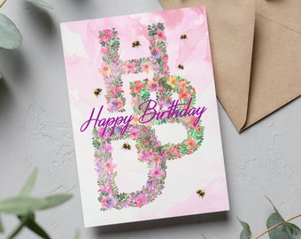 Floral alles Gute zum Geburtstag A5 Grußkarte, Karten für Sie, Geburtstagskarte für Mutter, Geburtstagskarte für Freund, Geburtstagskarte für Schwester