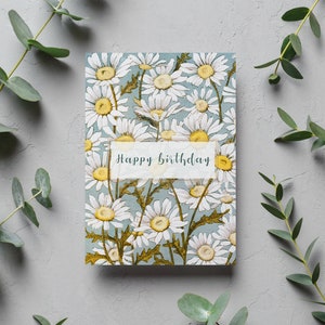 Floral Daisy Happy Birthday A5 Greetings Card, Cards for her, Birthday Card for Mother, Birthday card for friend, Birthday Card for Sister image 3