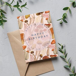 Personalised Date Birthday Card, Forest Finds, Mushroom heart card, Fungi Illustration, Mushroom Greeting Card, Fungi Greetings Card image 4