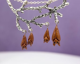 Brown Bat Family Charm Necklace
