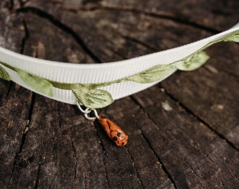 Tiny Brown Bat Ribbon Choker