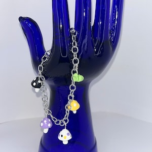 Non-binary LGBTQ+ Pride Mushroom Charm Bracelet