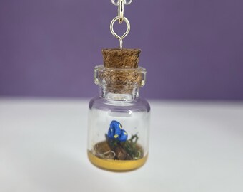 PENDANT ONLY Tiny Blue Dart Frog Bottle Pendant