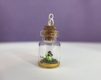 PENDANT ONLY Tiny Frog Prince/Princess in A Bottle Pendant