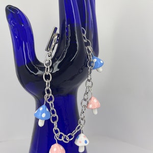 Transgender LGBTQ+ Pride Mushroom Charm Bracelet