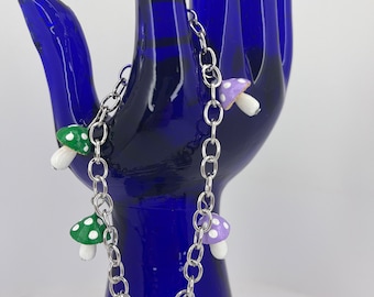 Genderqueer LGBTQ+ Pride Mushroom Charm Bracelet