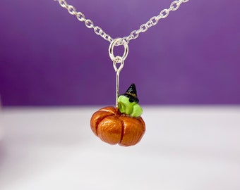 Tiny Froggie Witch Wizard Pendant Necklace
