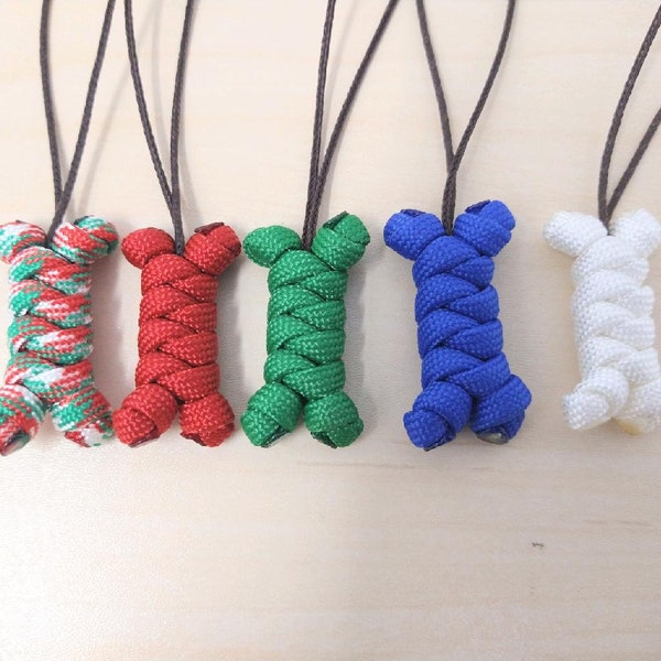 Paracord Dog Bone Treat Christmas Ornaments or Keychain 5 Pack 550 and Micro Paracord Snake Knot