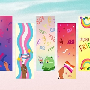 5 Printable Pride Bookmarks | Instant Download | LGBTQ+ Lesbian Bisexual Transgender Bookmark Bundle