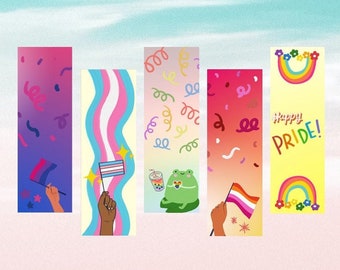 5 Printable Pride Bookmarks | Instant Download | LGBTQ+ Lesbian Bisexual Transgender Bookmark Bundle