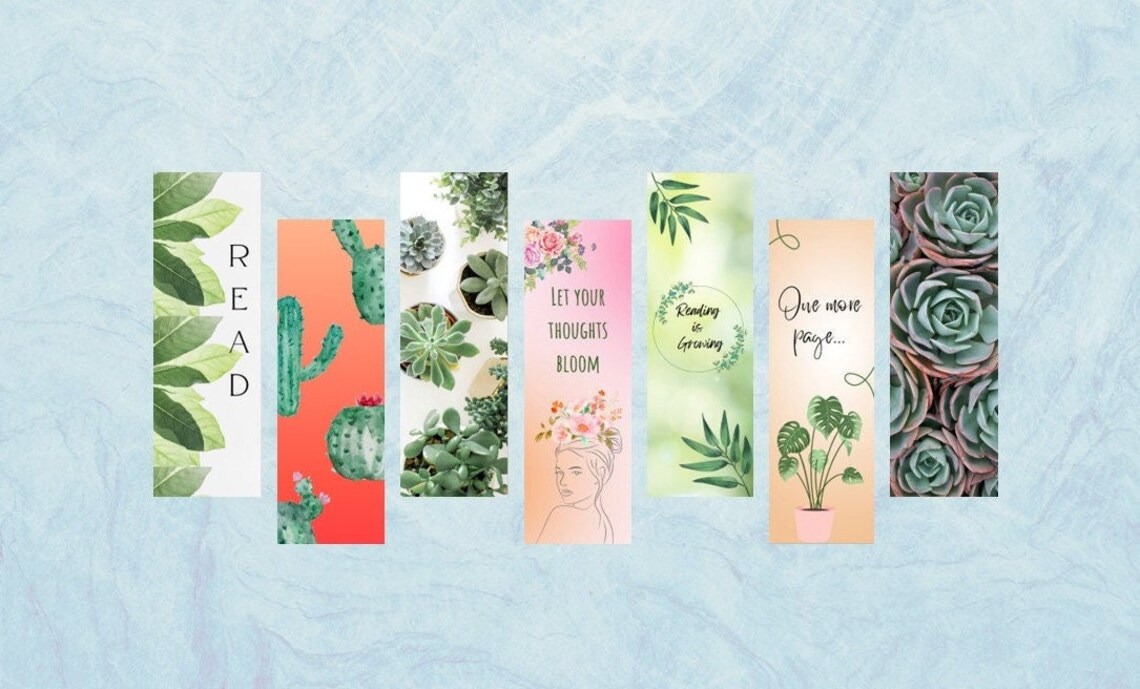 7 Printable Plant Bookmarks Instant Download Succulent Etsy