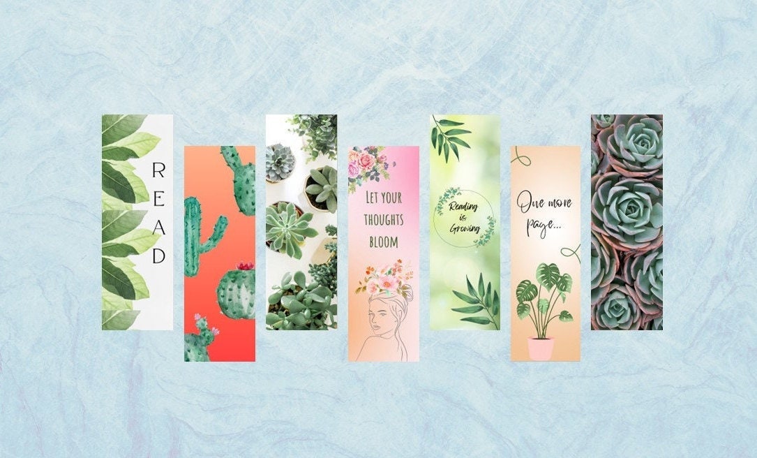 7 Printable Plant Bookmarks Instant Download Succulent Etsy