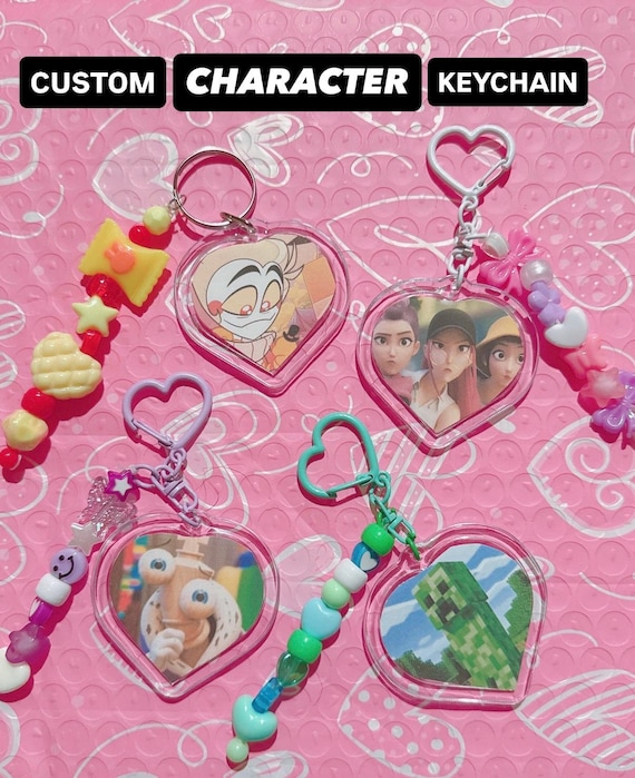 Custom Comfort Character Heart-Shaped Beaded Keychain