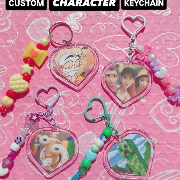 Custom Comfort Character Heart-Shaped Beaded Keychain