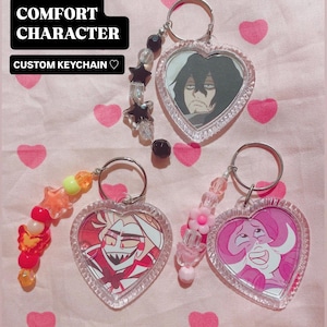 Custom Comfort Character Heart-Shaped Beaded Keychain