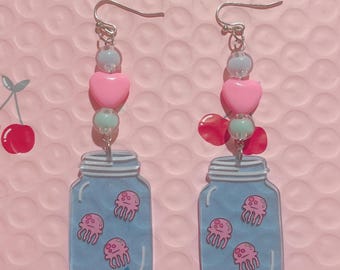 Jellyfish Jar SpongeBob Dangle Charm Earrings