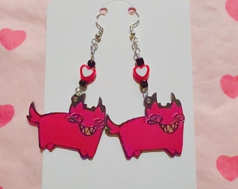 Cat Alastor Hazbin Hotel Beaded Charm Dangle Earrings